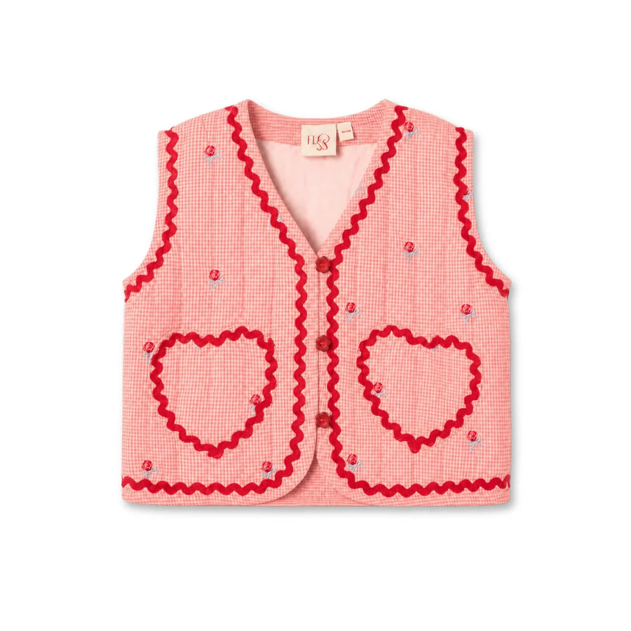 Sonja Vest – Gilet Imbottito a Quadretti -Pink Rose Gingham