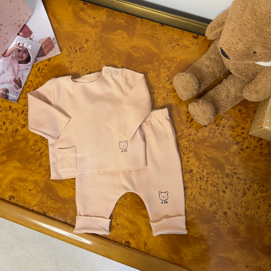 completo light peach con maglia basic e ghettina senza piedini