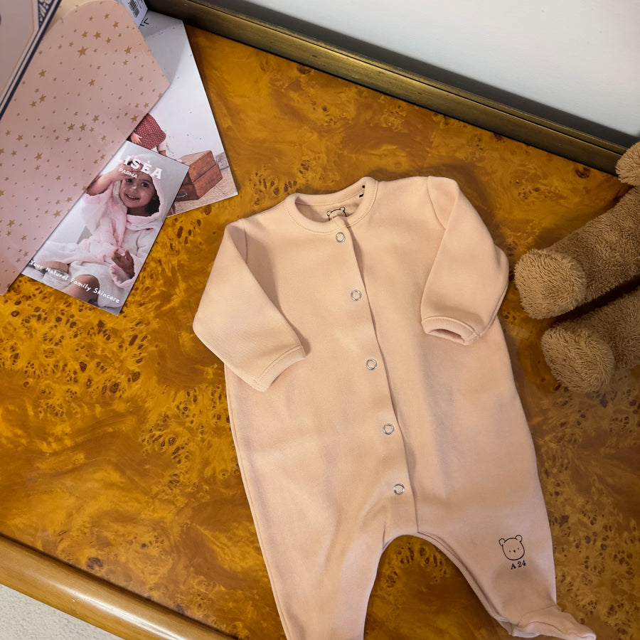 Tutina apertura davanti in jersey di cotone light peach