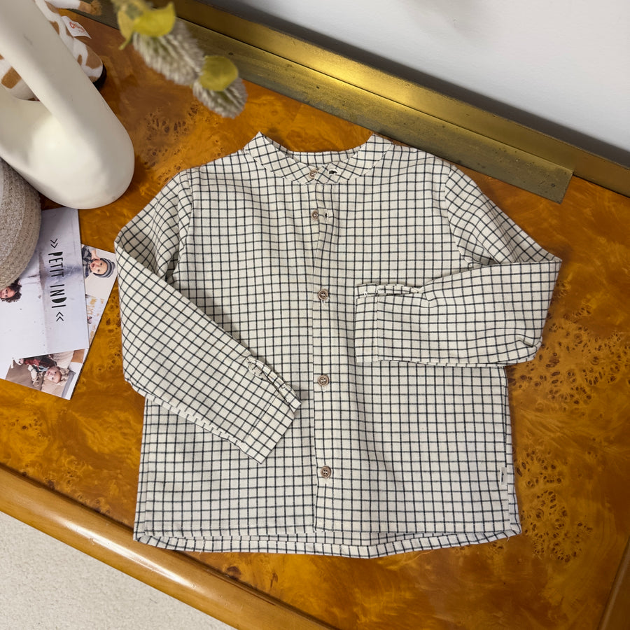 Camicia a quadretti in cotone - collo alla coreana