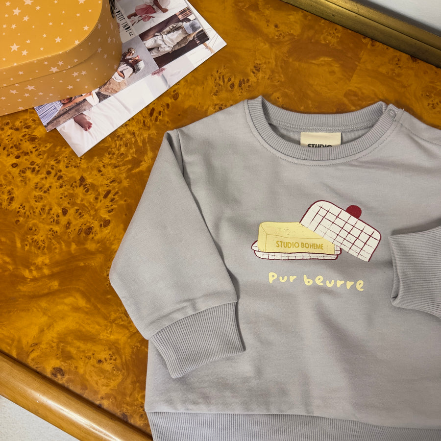 Sweatshirt Bart Blue Silver Beurre in cotone biologico e organico