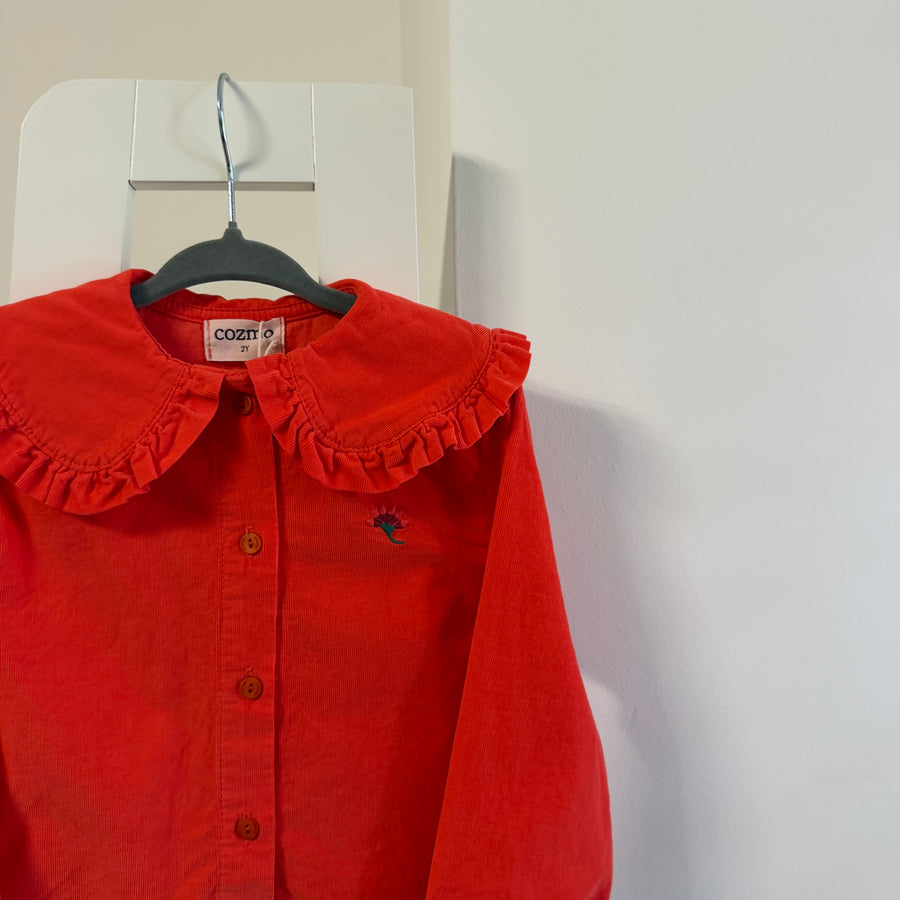 Blusa in velluto a coste spicy orange