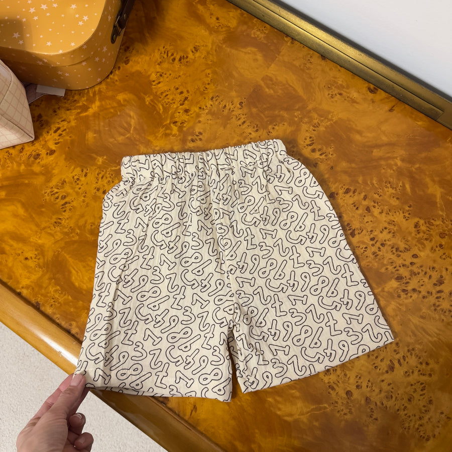 Elmo Shorts in Mussola di Cotone con Numeri