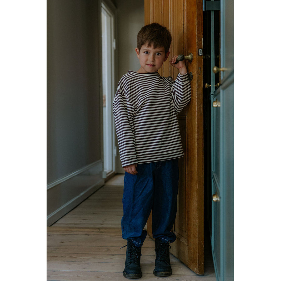 Alvin Sweatshirt – Felpa a Righe in Cotone Organico -Coffee Bean