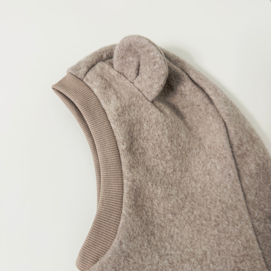 Balaclava in pile di cotone organico light taupe