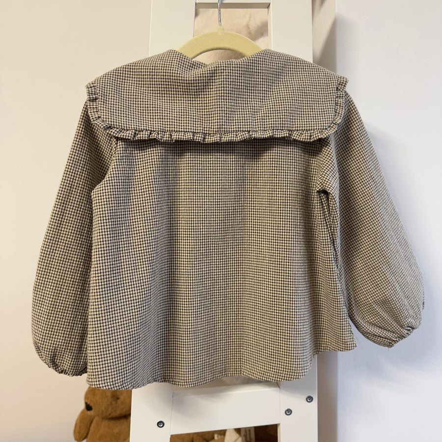 Camicia con maxi colletto in vichy di cotone