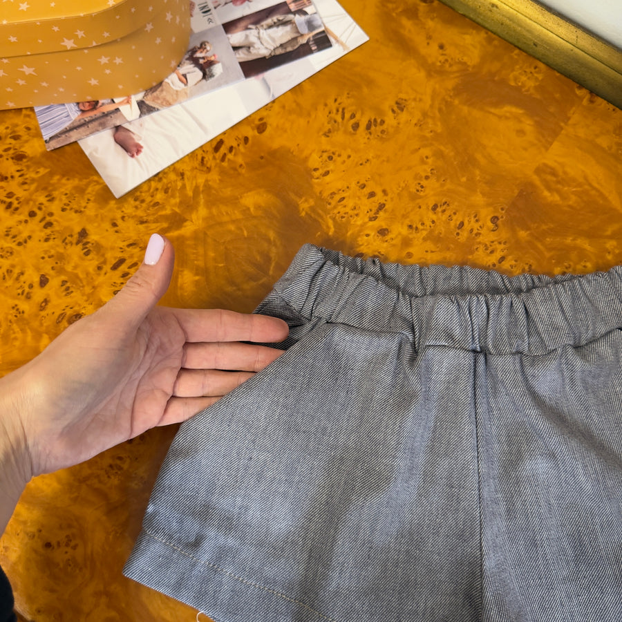 Short a farfalla in chambray di denim morbidissimo