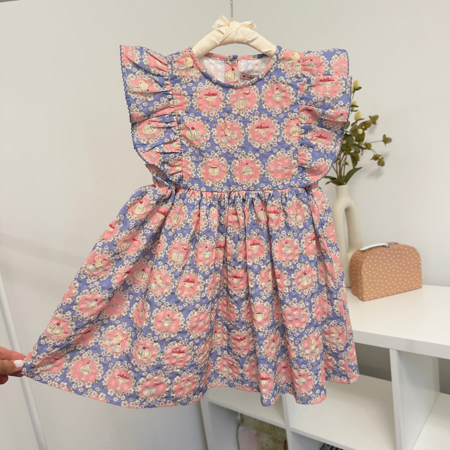 Kim frill dress gots- abito in seersucker in cotone organico