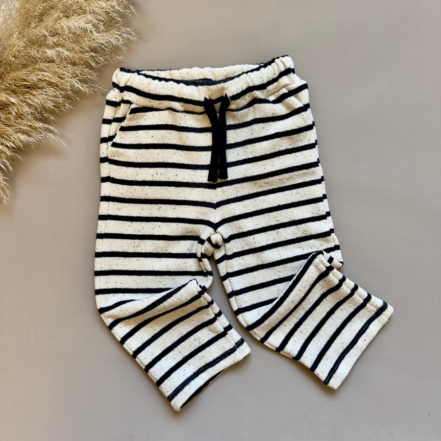 Pantalone in caldo cotone riga carbone e avorio- morbidezza assoluta