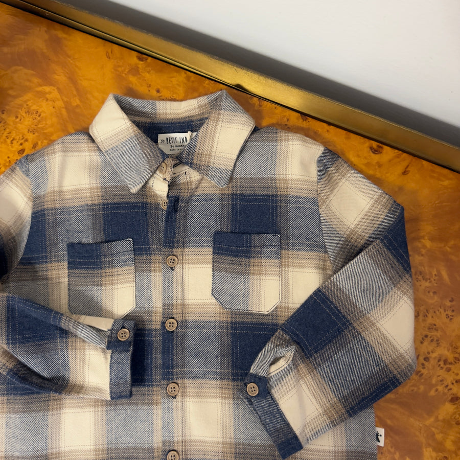 Camicia  a quadri navy e avena