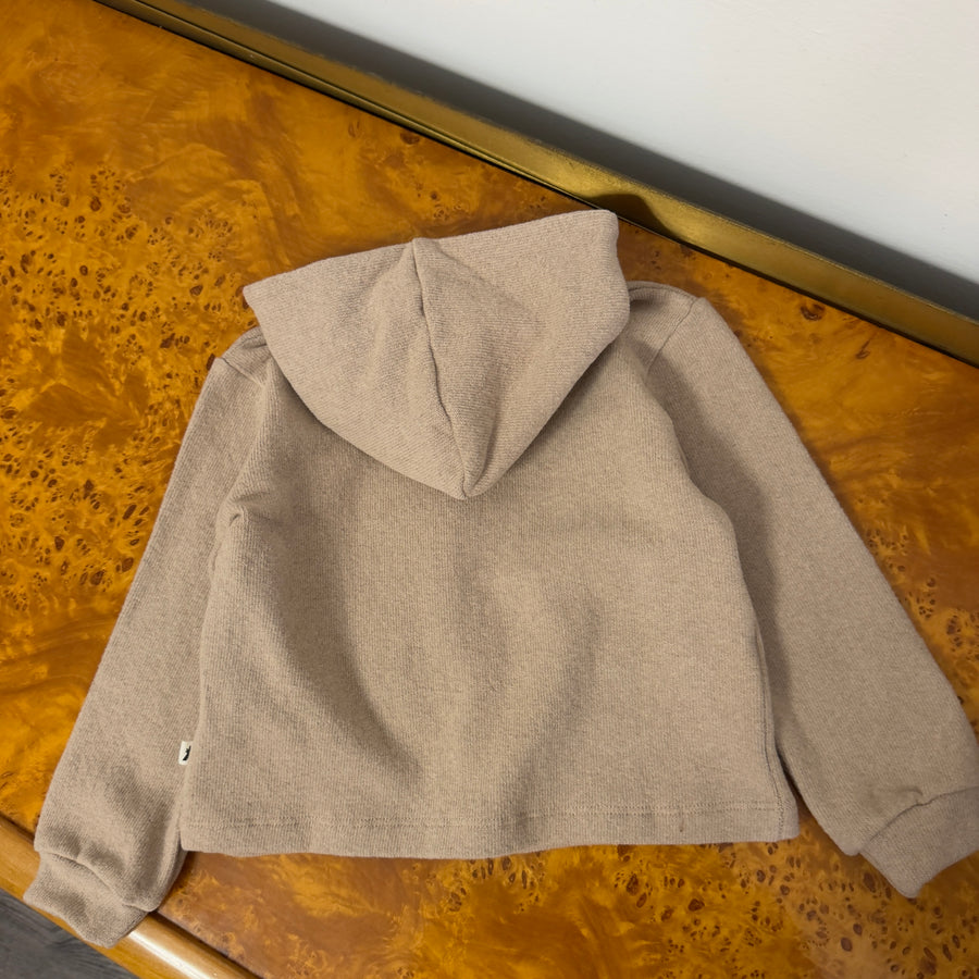 Cardigan con cappuccio in caldo cotone avena