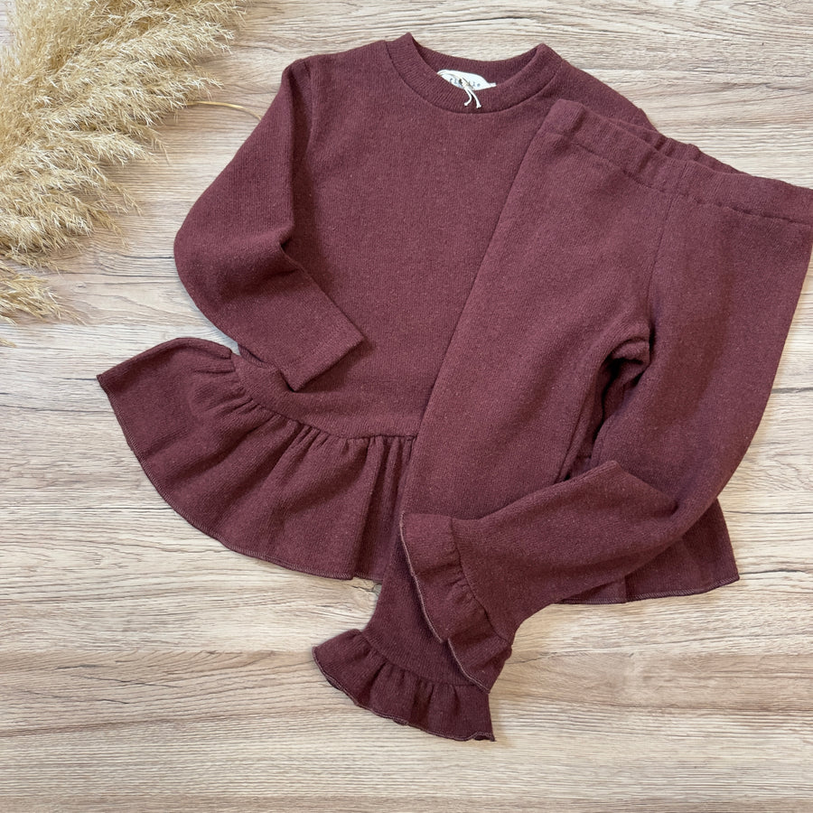 Maglia in caldo cotone borgogna- svasata