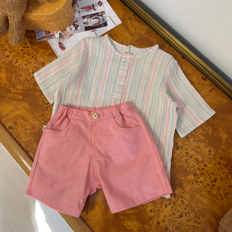 Pantaloncino in cotone con vita elasticata rosa deserto