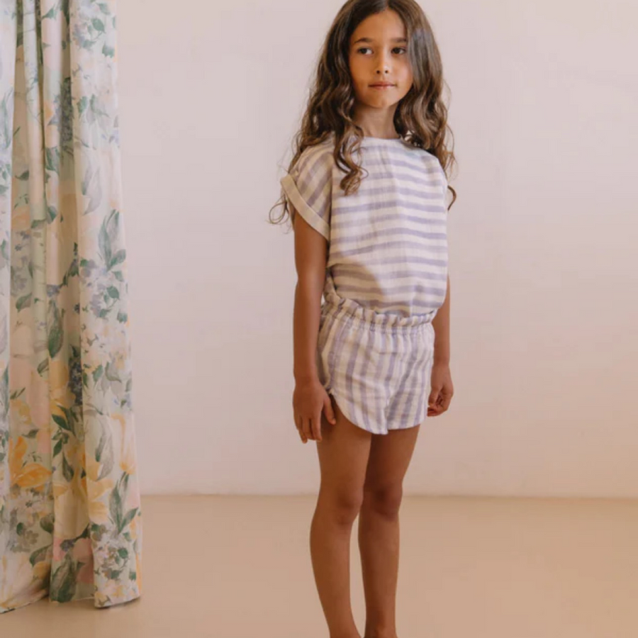 Short Georgette Rayures Iris in cotone biologico