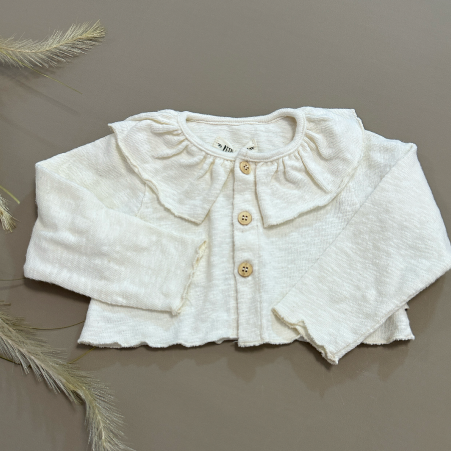 Cardigan con il colletto in filo di cotone latte - versatilità e morbidezza