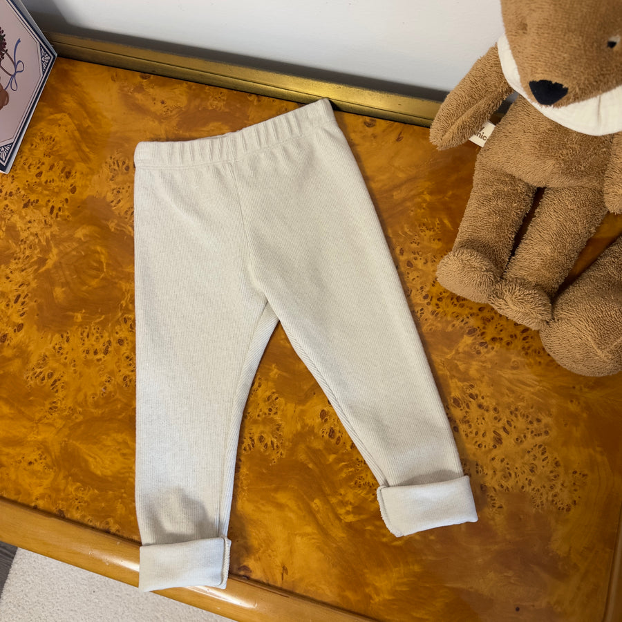 Leggings in caldo cotone a costina -stucco