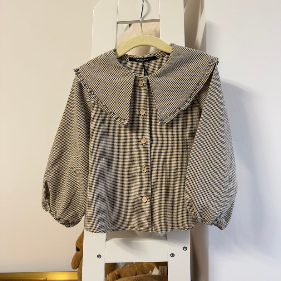 Camicia con maxi colletto in vichy di cotone