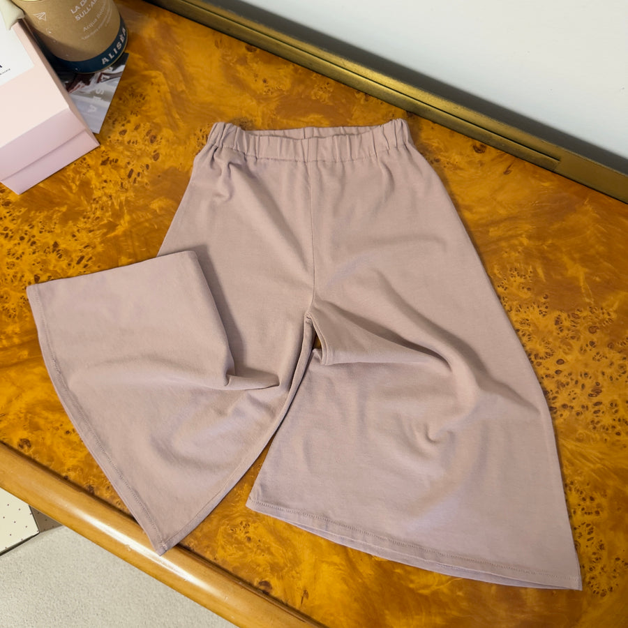 Pantalone Palazzo in Jersey di Cotone – Effetto Gonna, Morbido ed Elegante - cameo rose