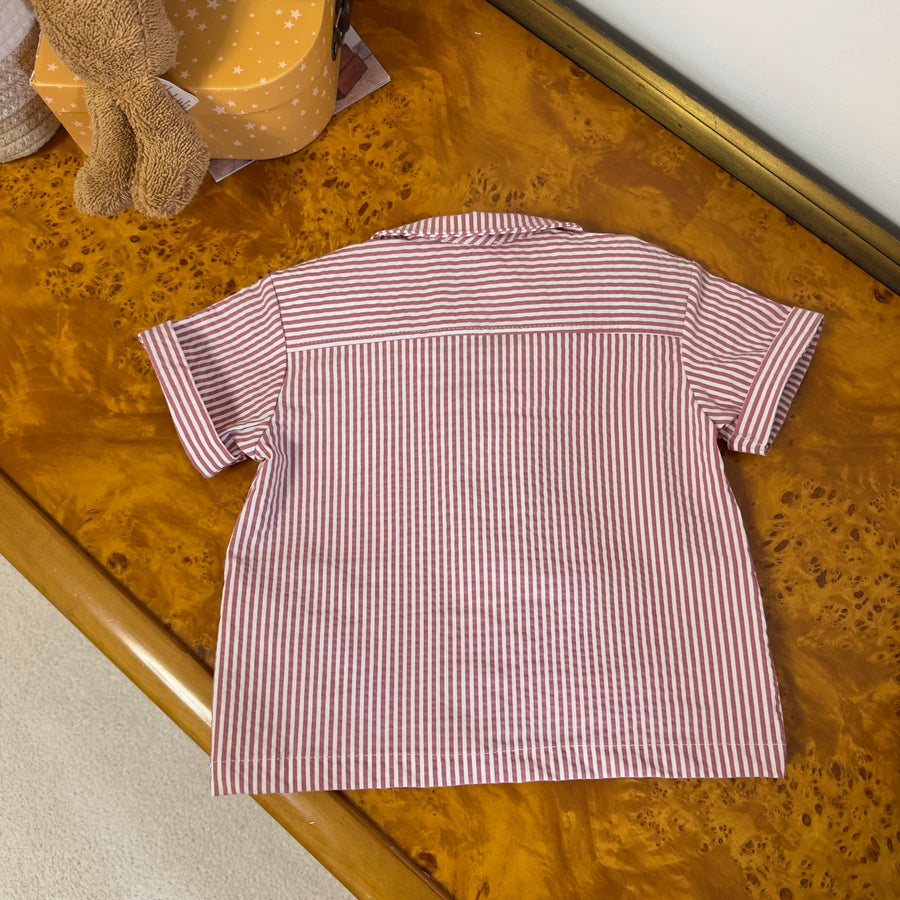 Camicia in seersucker a Manica Corta Colore Mosto su Latte | Versatile e Pratica