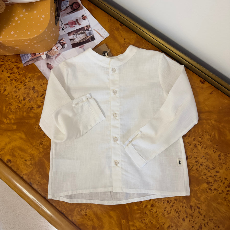 Camicia in cotone alla coreana color latte
