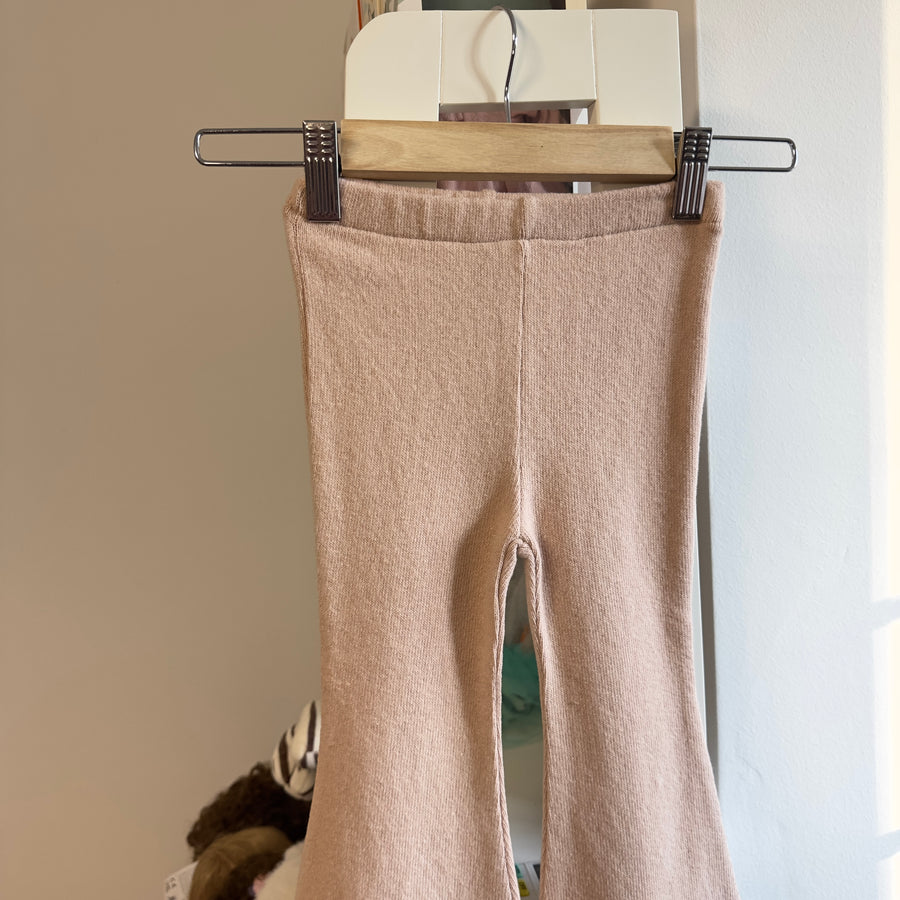 Pantalone trombetta in caldo cotone- Pink nude