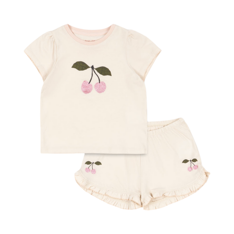 Completo in cotone organico con ciliegine - facile ed estremamente versatile