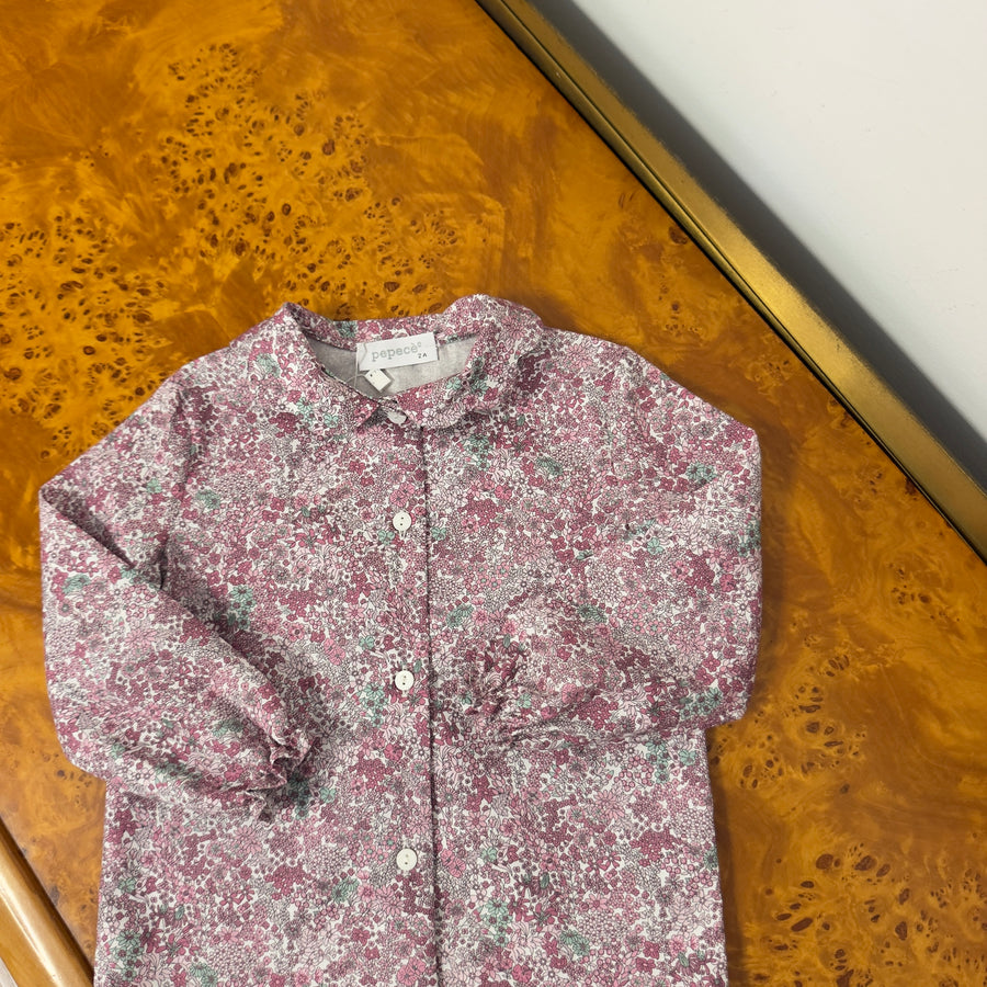 Camicia in Cotone a Millefiori -Rosa e Malva