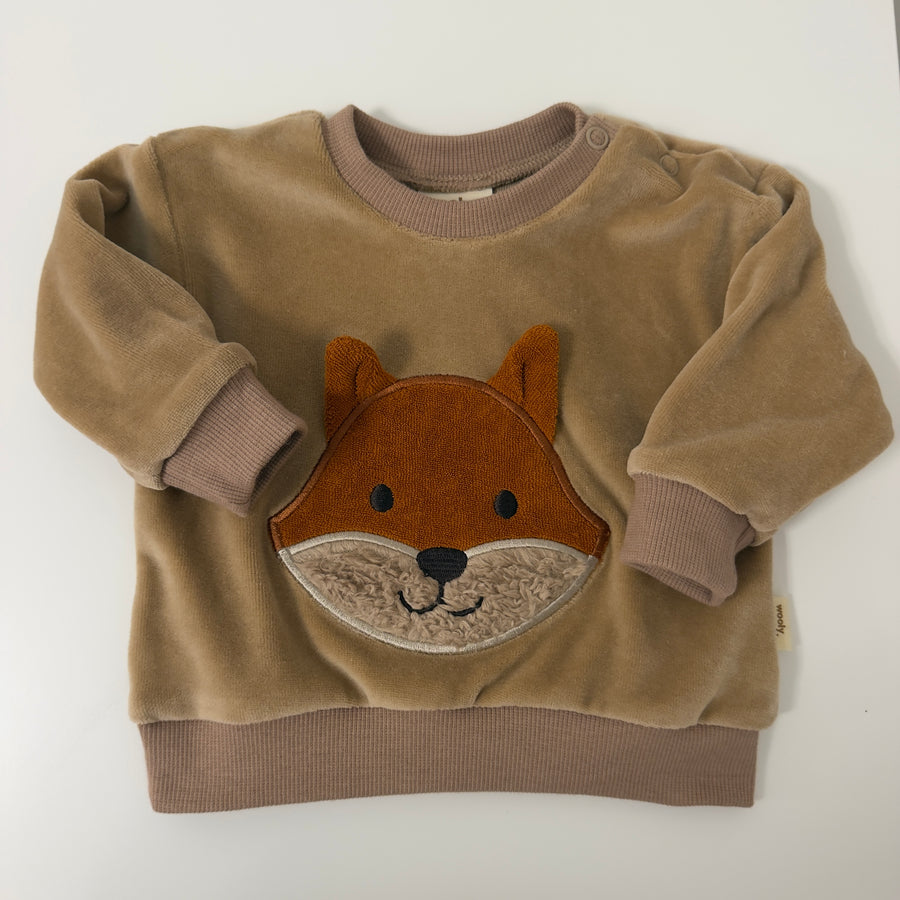 Maglia baby in velluto di cotone organico con volpina- stucco