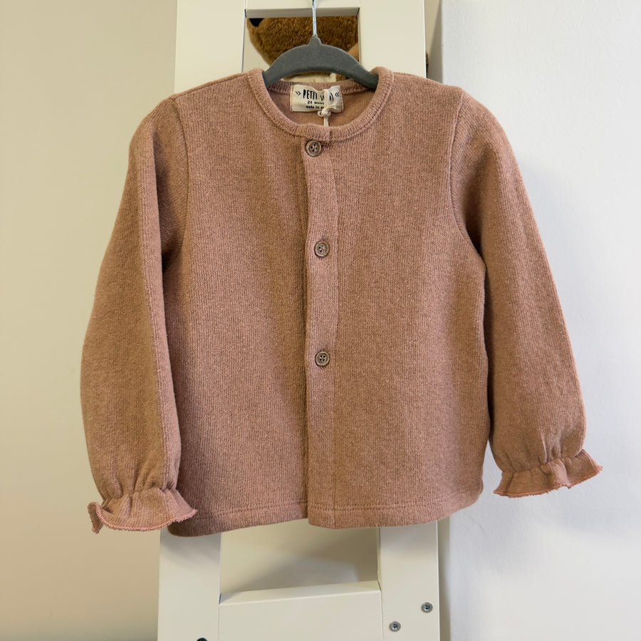 Cardigan in caldo cotone blush