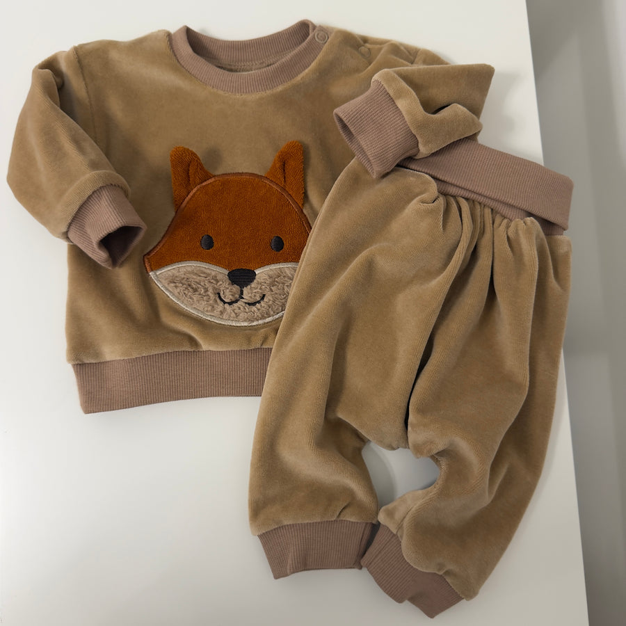 Pantalone baby in velluto di cotone organico - stucco