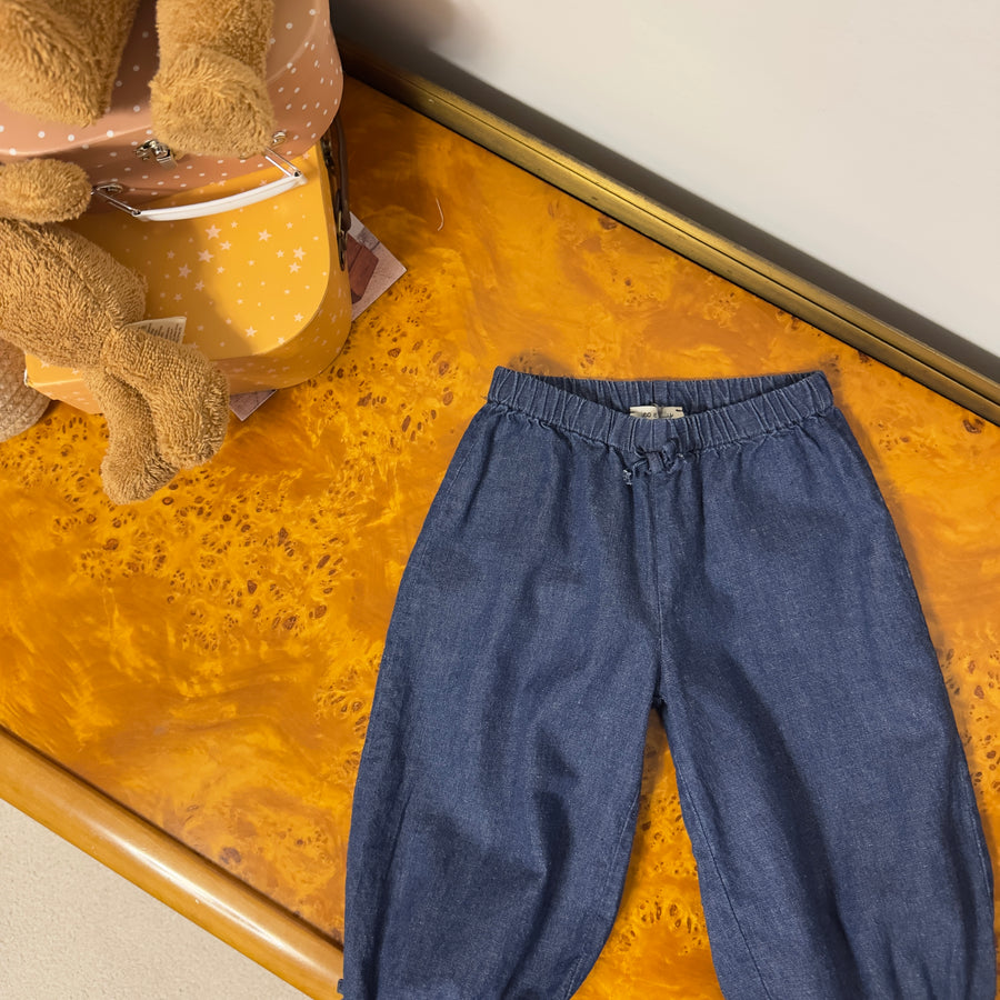 Pantalone in denim e lino con elastico sul fondo – morbidissimo e versatile