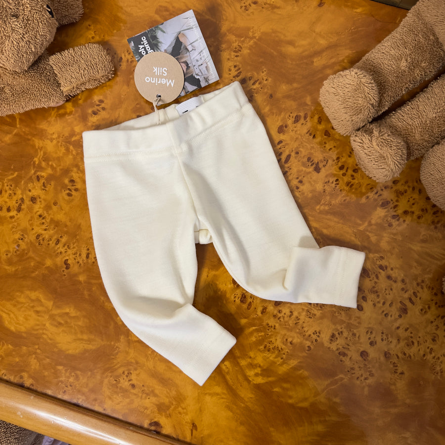 Leggings ecru in Lana Merino e Seta – Morbidi e Termoregolanti