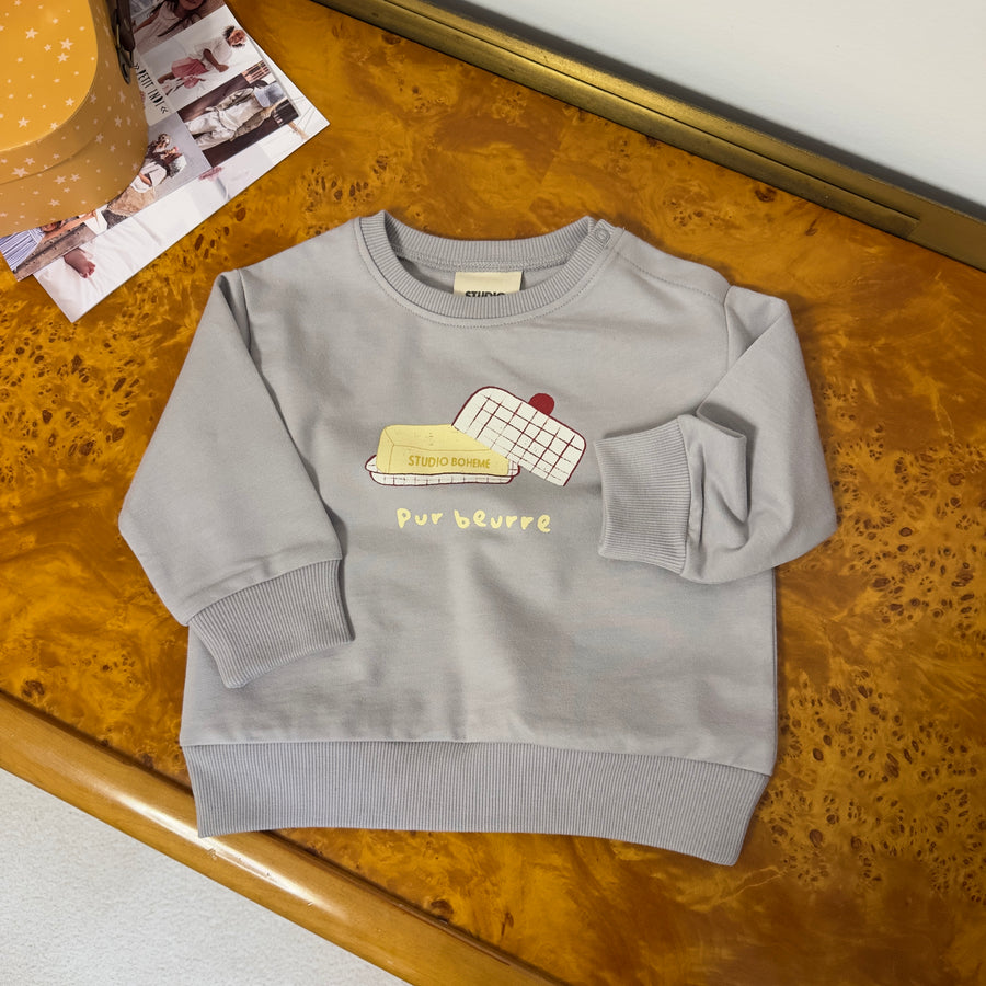 Sweatshirt Bart Blue Silver Beurre in cotone biologico e organico