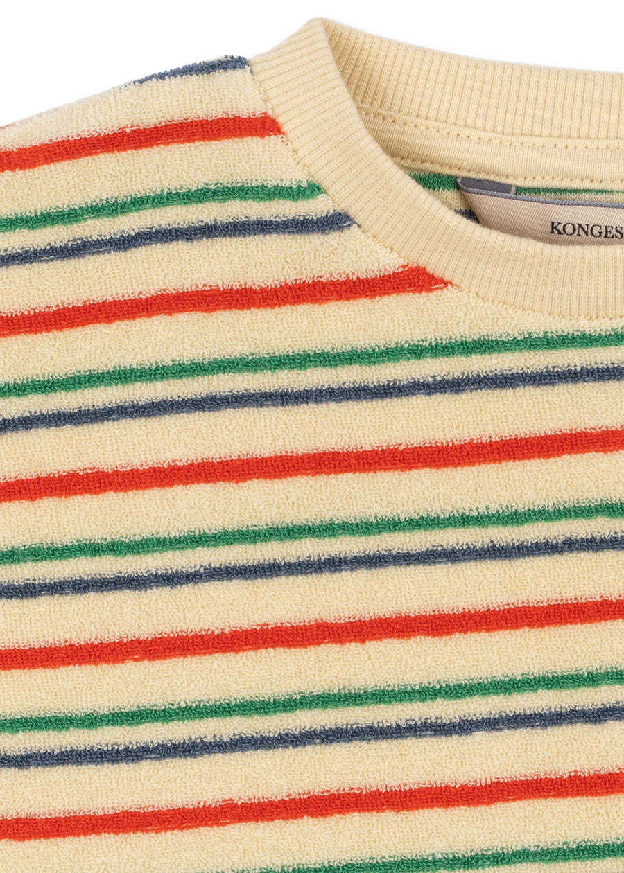 Felpa in cotone organico a righe multicolor