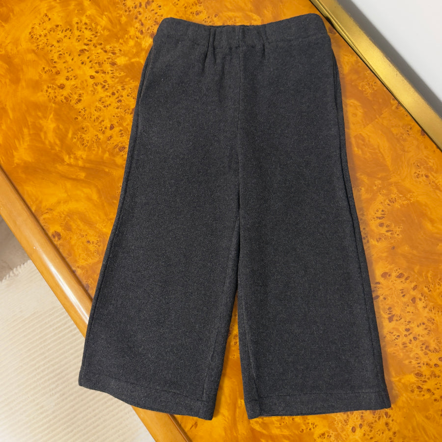 Pantalone Dritto con Tasche Laterali in Caldo Cotone -Carbone