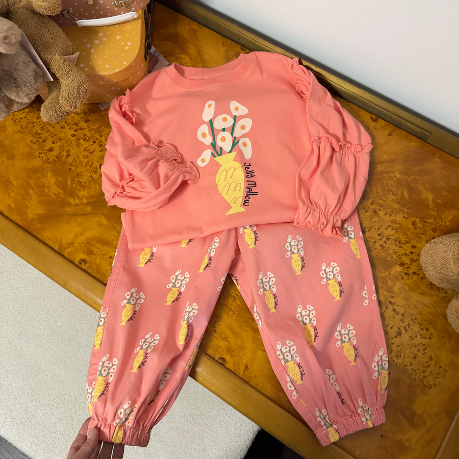 Egg flower frill longsleeve T-shirt