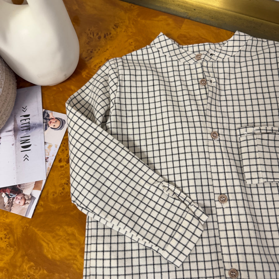 Camicia a quadretti in cotone - collo alla coreana