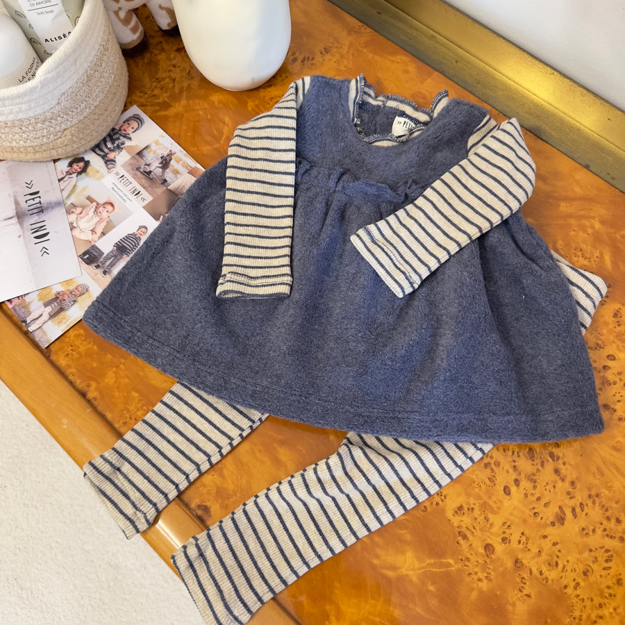 Set - abito morbidissimo blu avio e leggings coordinati – Libertà di movimento