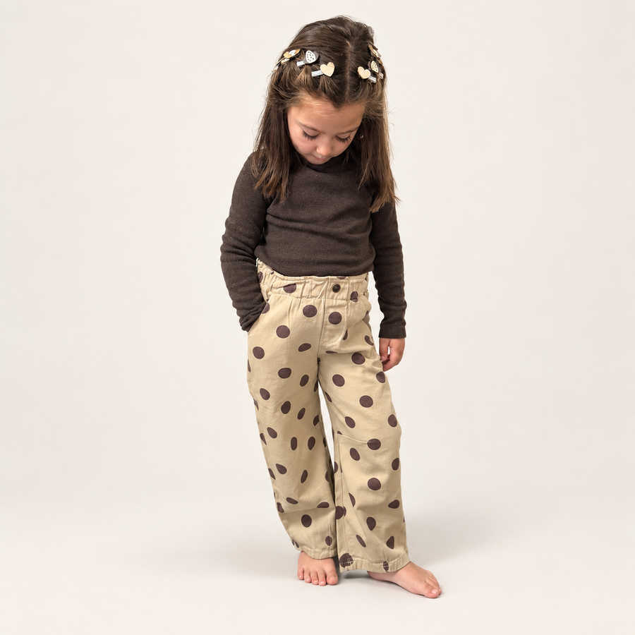 Pantaloni in twill a pois