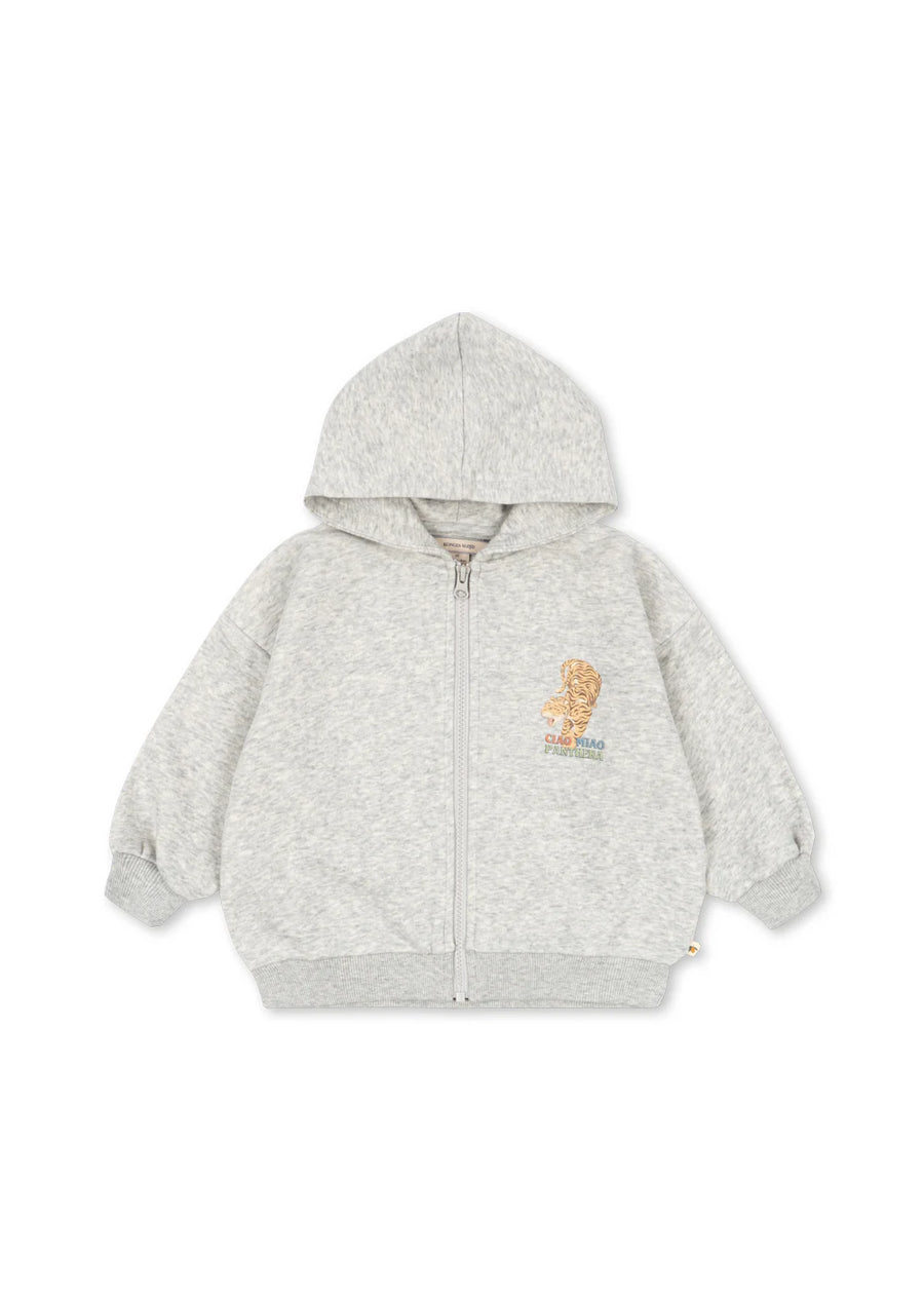 Felpa con zip in cotone organico grey melange