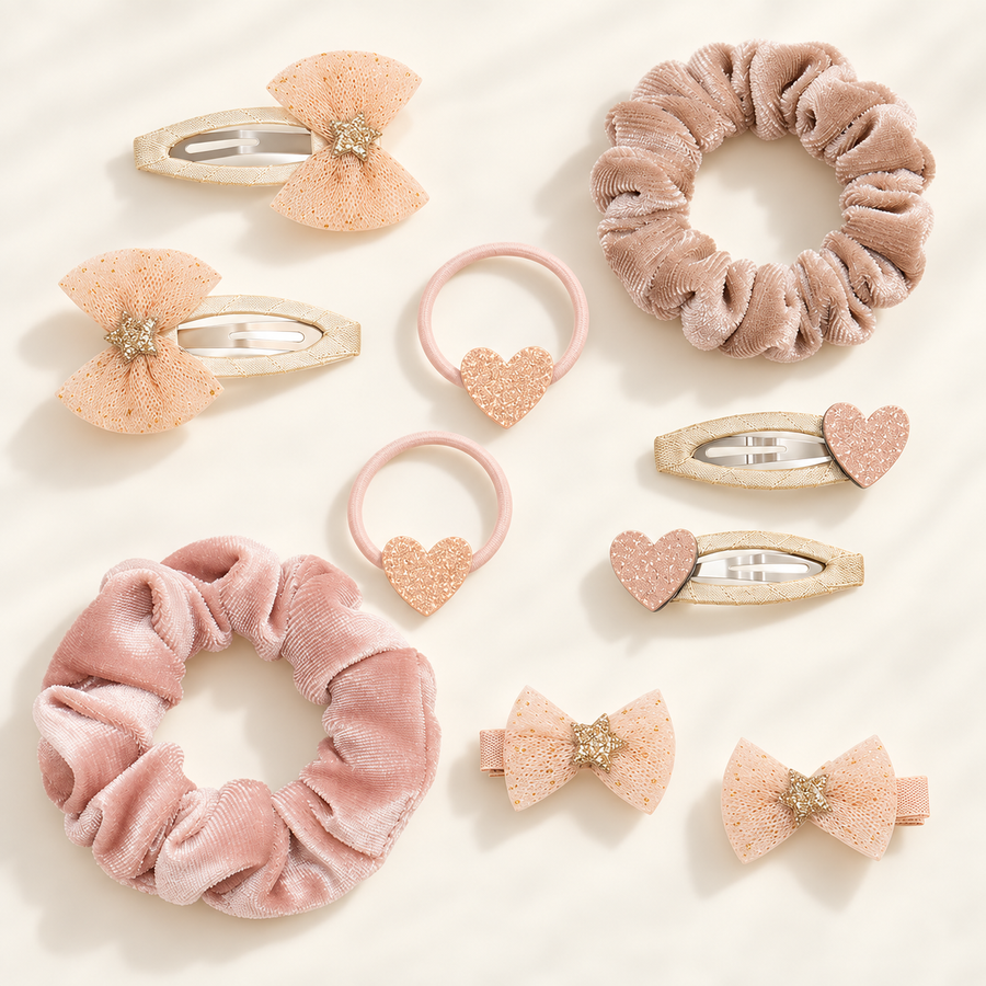 Pochette Pretty in Pink con accessori per capelli