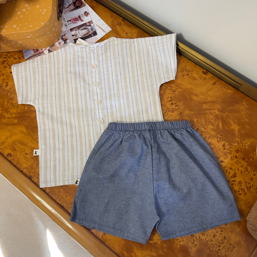 Set Polo e Pantaloncino in Chambray Denim – Look Completo, Versatile e Facile