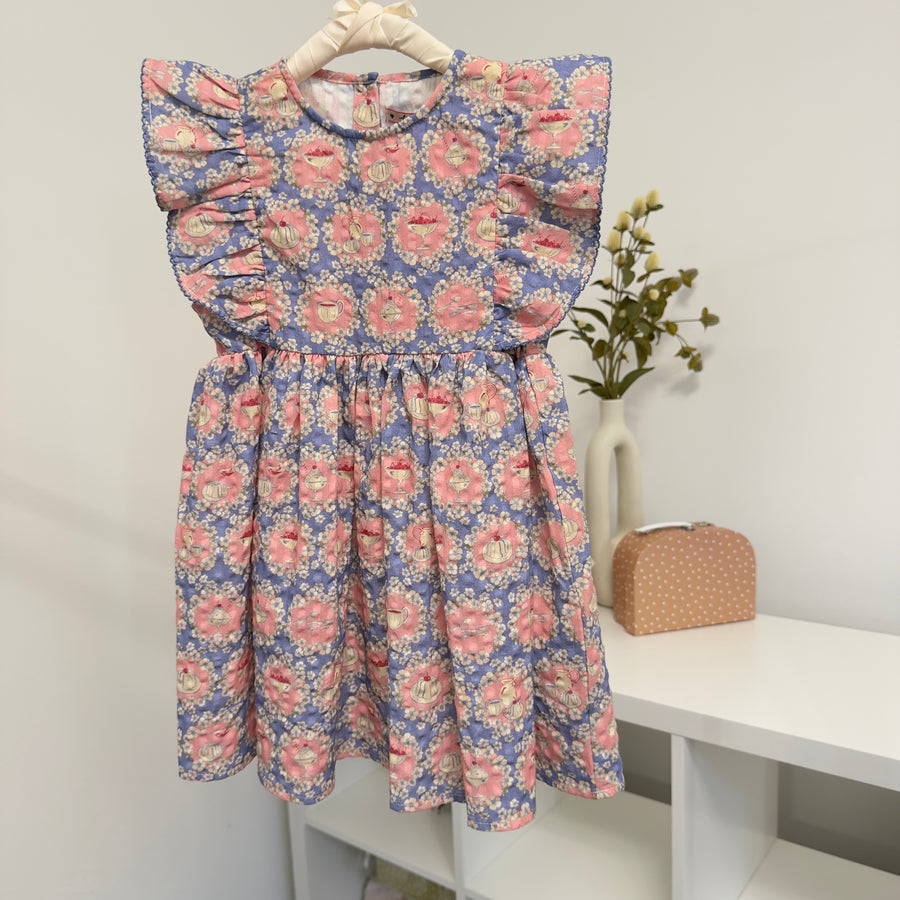 Kim frill dress gots- abito in seersucker in cotone organico