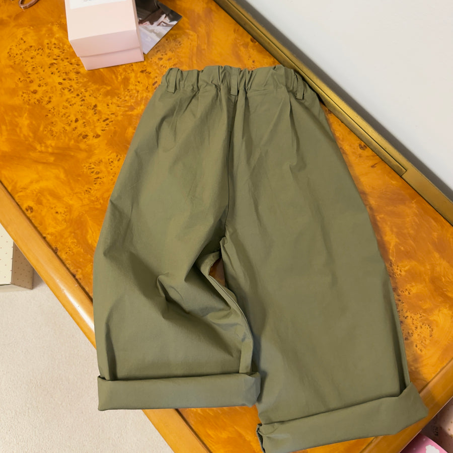 Pantalone palazzo  con le pinces e vita elasticata - foresta
