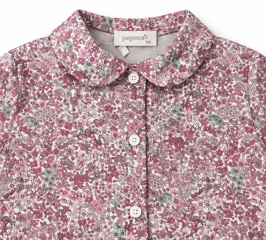 Camicia in Cotone a Millefiori -Rosa e Malva