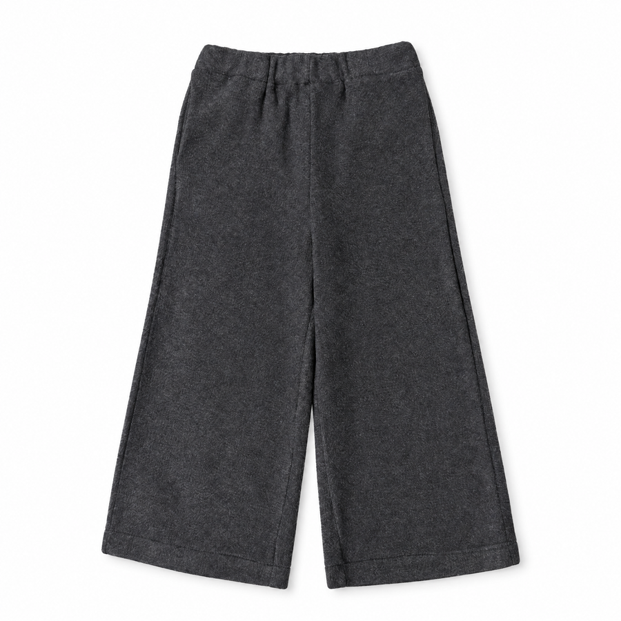 Pantalone Dritto con Tasche Laterali in Caldo Cotone -Carbone