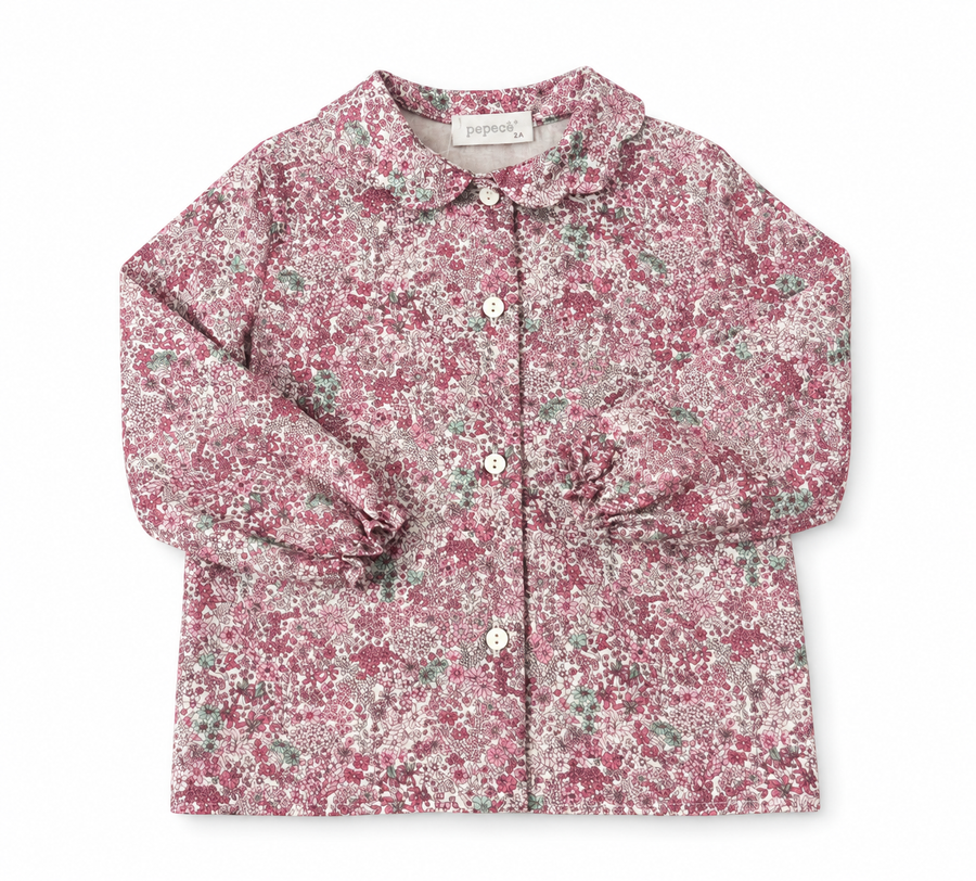 Camicia in Cotone a Millefiori -Rosa e Malva