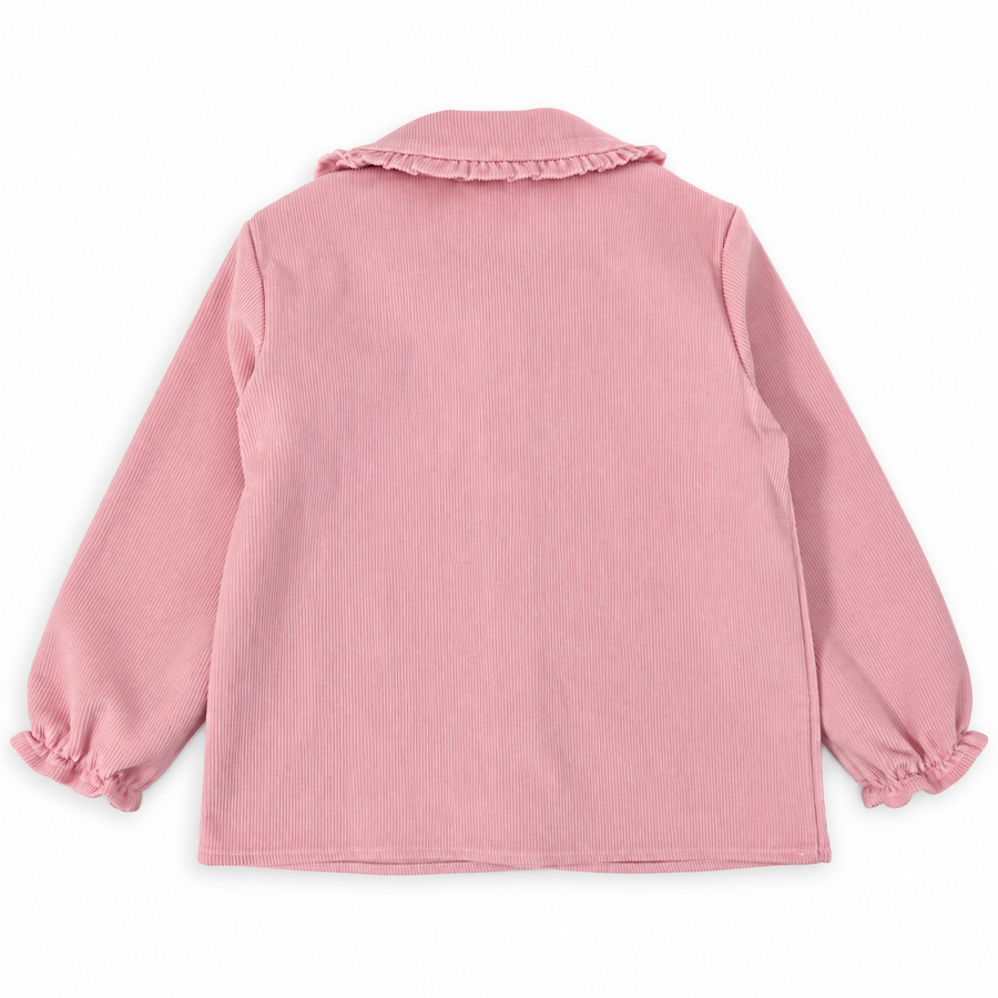 Camicia in Microvelluto con Colletto Peter Pan -Rosa Peonia