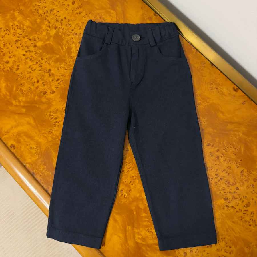 Pantalone Effetto Denim con Passanti -Notte