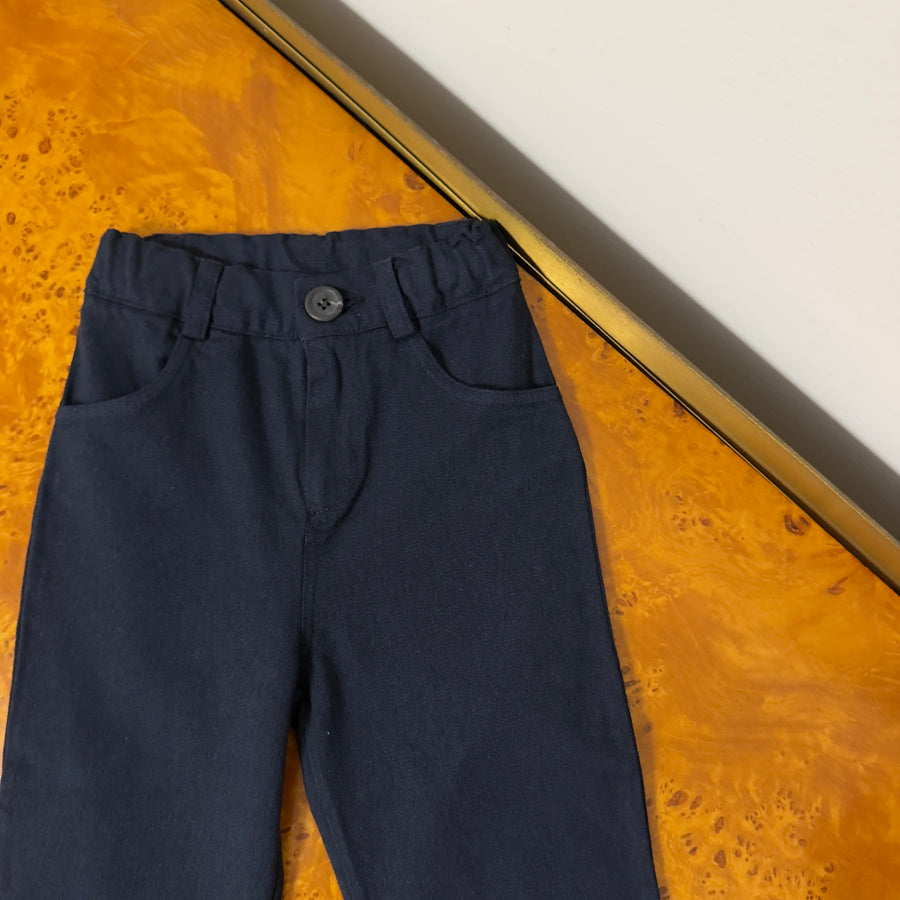 Pantalone Effetto Denim con Passanti -Notte
